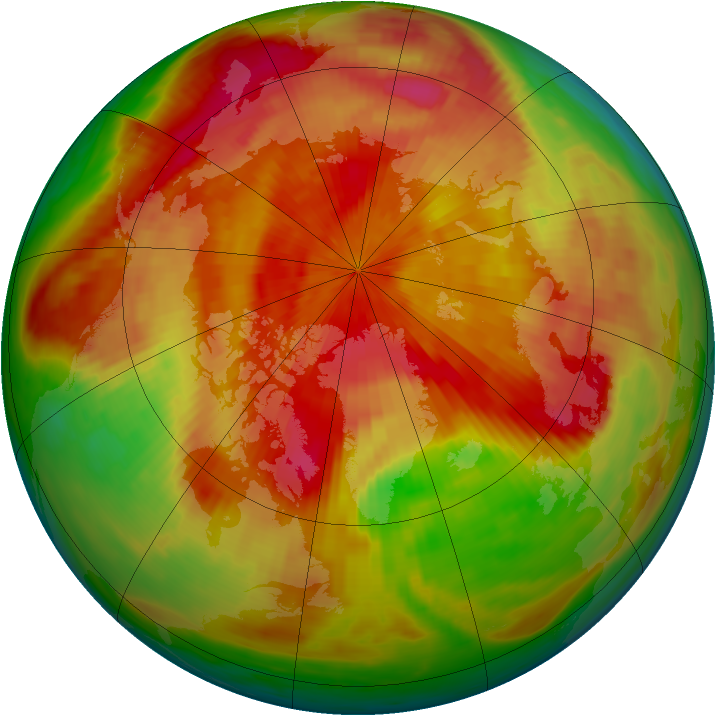 Arctic ozone map for 19 April 1980